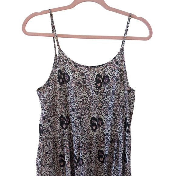 Natural Life Floral Tiered Midi / Maxi Dress XS / S Boho Festival Purple / Black - Picture 9 of 11